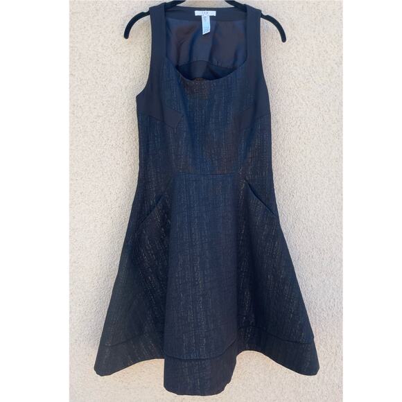 ICB New York Black Shimmery Dress 6 Cutout Pockets - Picture 1 of 7